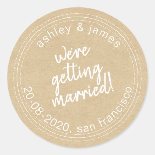 Getting Married Save the Date Kraft Envelope Seal