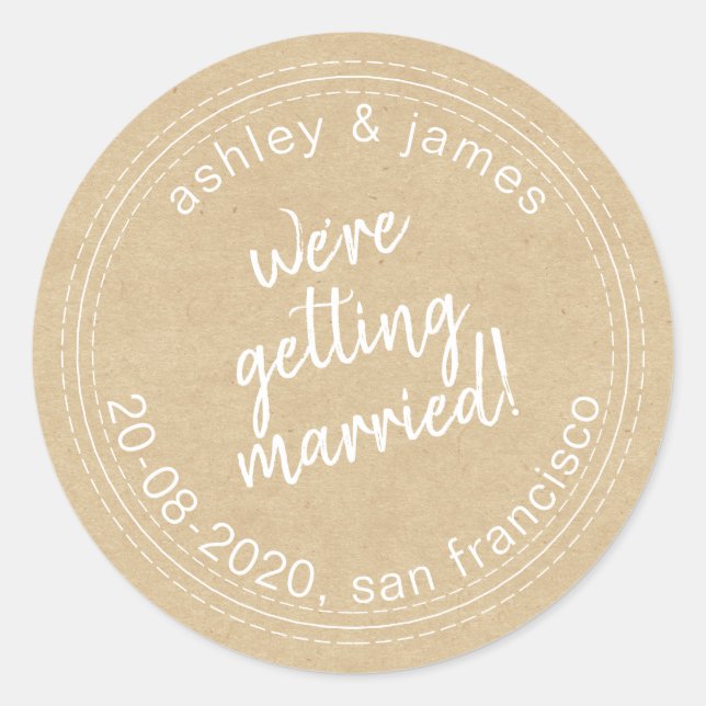 Getting Married Save the Date Kraft Envelope Seal (Front)