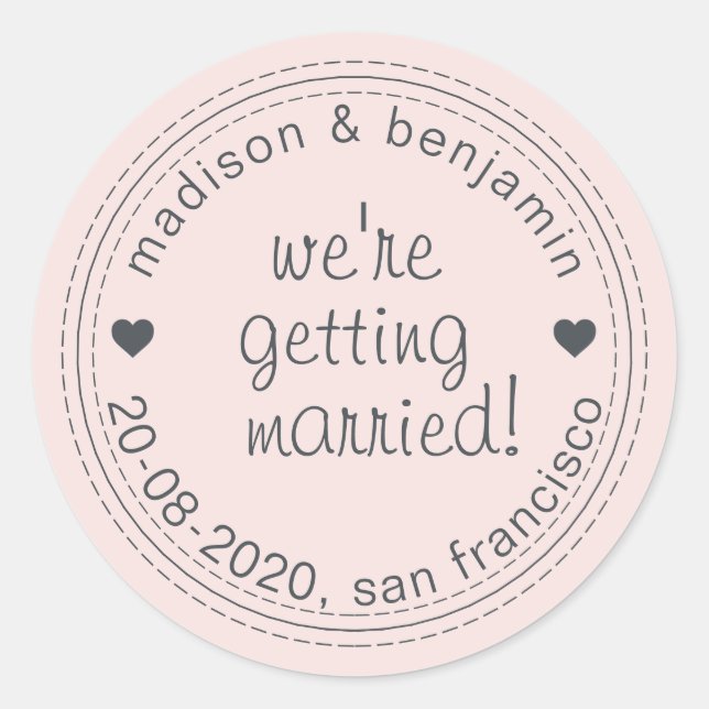 Getting Married Save the Date Pink Envelope Seal (Front)