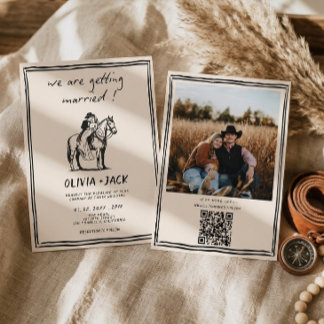 Getting Married western Photo QR Code Wedding Invitation