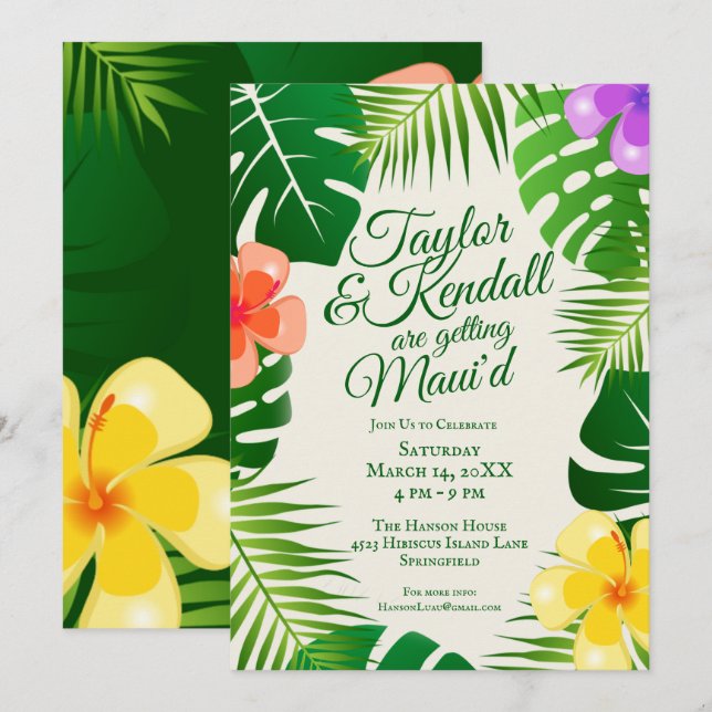 Getting Maui'd | Tropical Island Beach Luau Invitation (Front/Back)