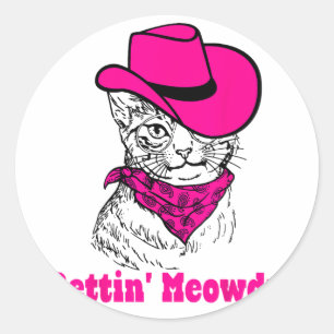 Getting Meowdy Cat Mom Western Cowgirls Bacheloret Classic Round Sticker