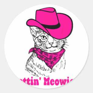 Getting Meowied Cat Mom Western Cowgirls Bachelore Classic Round Sticker