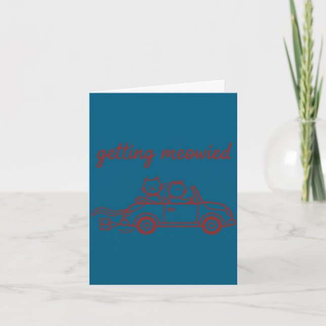 Getting meowied cat wedding bride groom funny long card (Front)