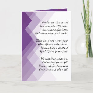 Getting Older Poem with Purple Abstract Border Card