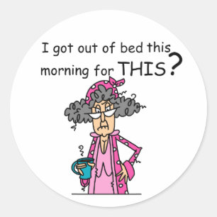 Getting Out of Bed Humour Classic Round Sticker