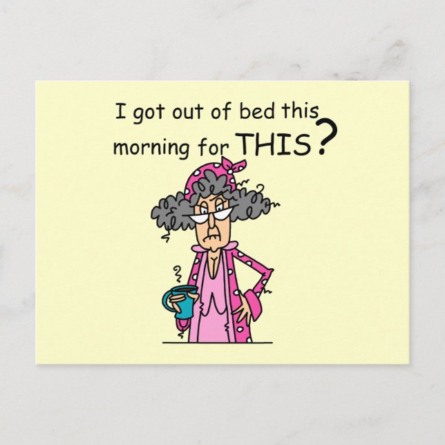 Getting Out of Bed Humour Postcard (Front)