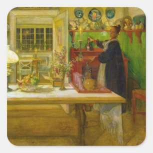 Getting Ready for a Game, 1901 by Carl Larsson Square Sticker