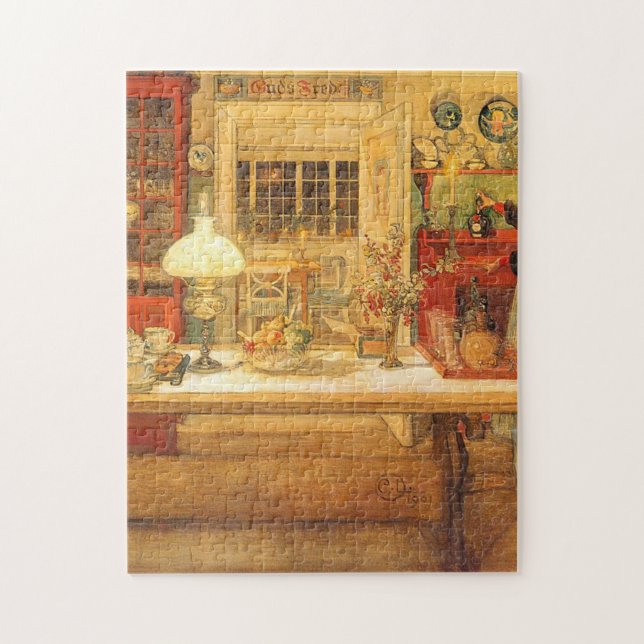Getting Ready For A Game Of Cards By Carl Larsson Jigsaw Puzzle (Vertical)