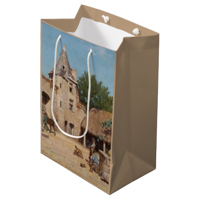 Getting Ready for the Hunt (Medieval Scene) Medium Gift Bag (Front Angled)