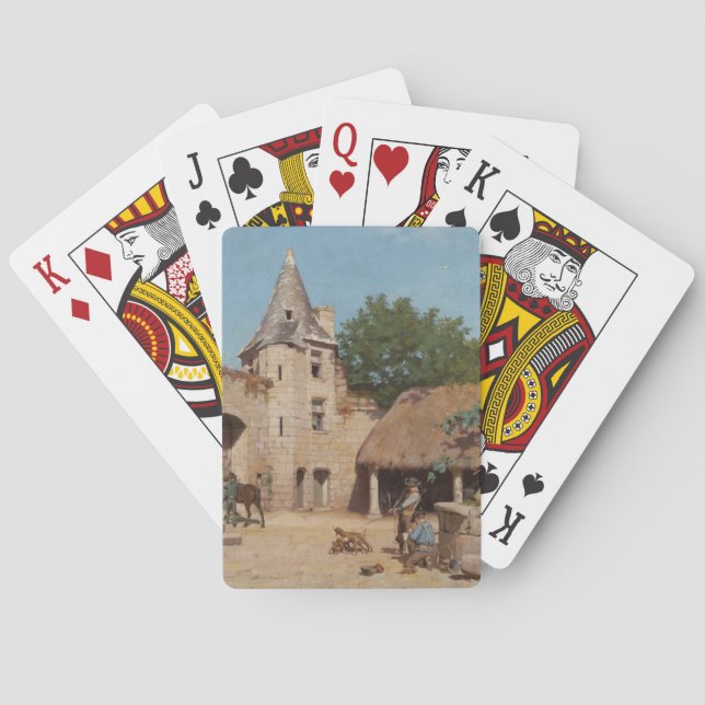 Getting Ready for the Hunt (Medieval Scene) Playing Cards (Back)