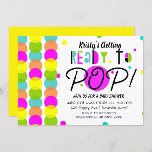 Getting Ready to Pop Modern Colourful Baby Shower Invitation