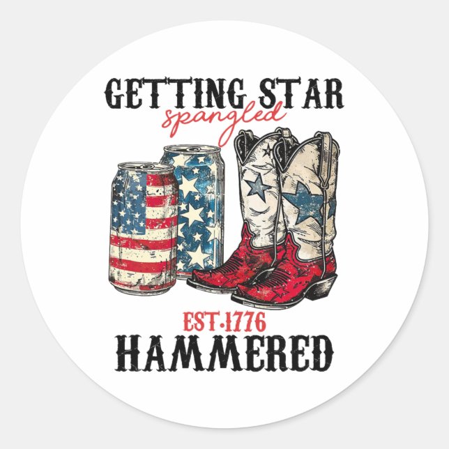 Getting Star Spangled Hammered Est 1776  Classic Round Sticker (Front)
