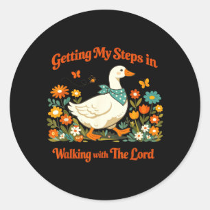 Getting Steps in Walking with The Lord Christian Classic Round Sticker