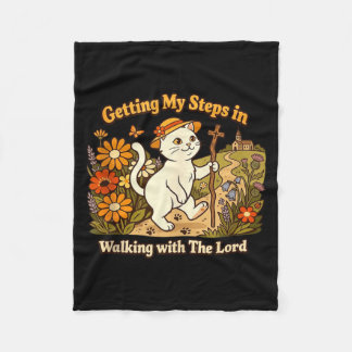 Getting Steps in Walking with The Lord Christian Fleece Blanket