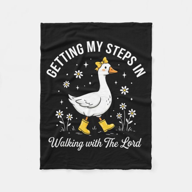 Getting Steps in Walking with The Lord Christian Fleece Blanket (Front)
