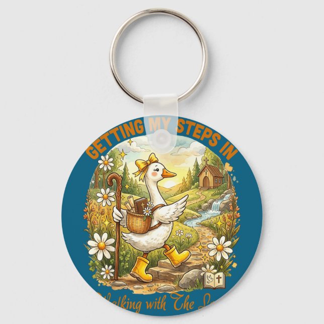 Getting steps in walking with the lord christianGe Keychain (Front)