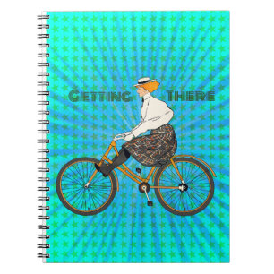 "Getting There" Vintage Woman Bicyclist  Notebook