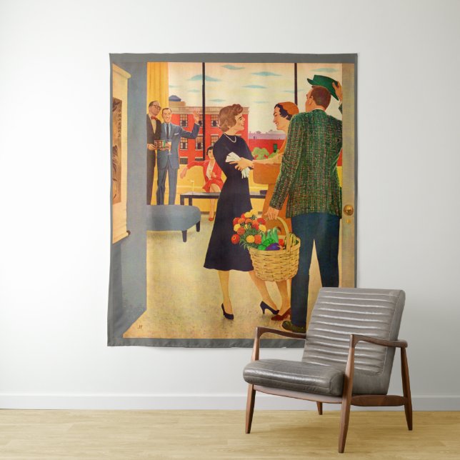 Getting together at the Cibulskis' to watch TV Tapestry (In Situ)