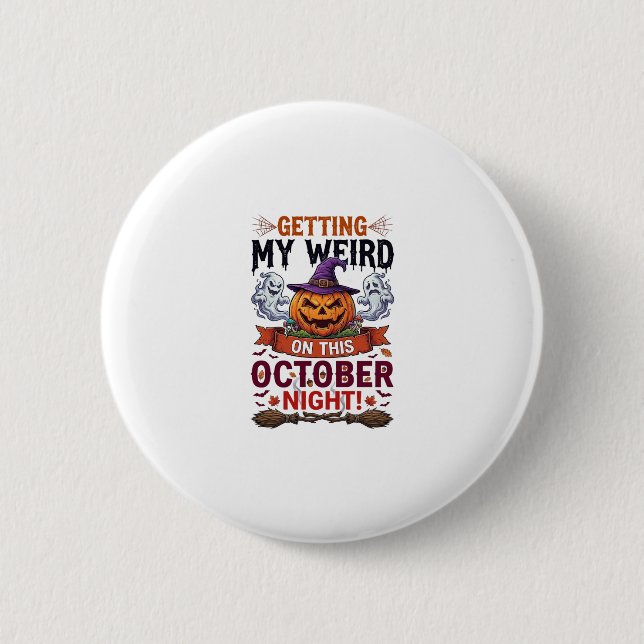 Getting Weird Halloween Pumpkin Ghosts Witch Hat_1 2 Inch Round Button (Front)