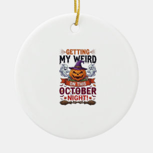 Getting Weird Halloween Pumpkin Ghosts Witch Hat_1 Ceramic Ornament