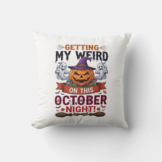 Getting Weird Halloween Pumpkin Ghosts Witch Hat_1 Throw Pillow (Front)