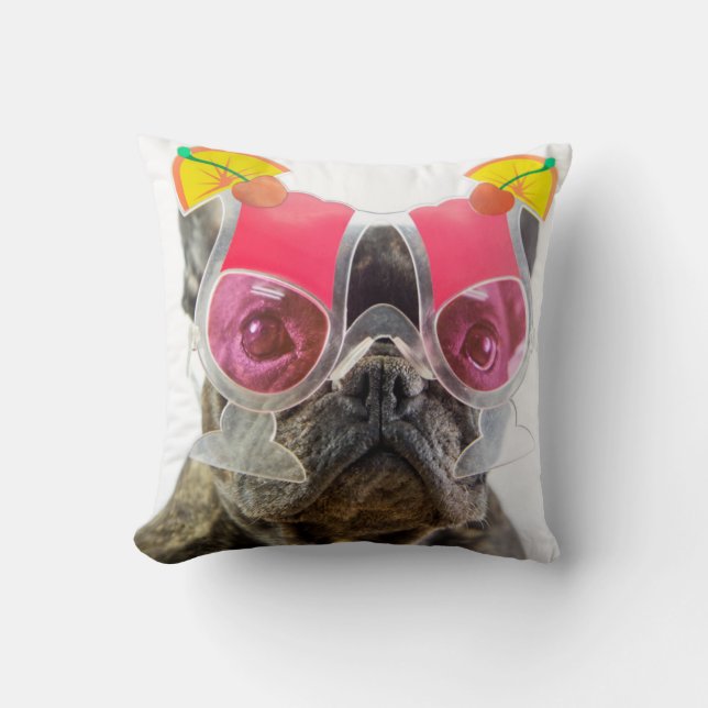 Getty Images | Dog With Cocktail Glasses Throw Pillow (Front)