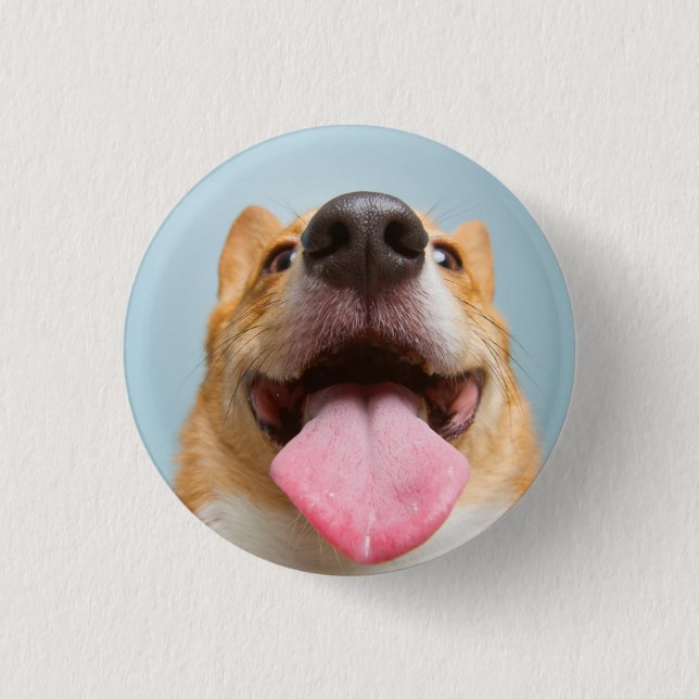 Getty Images | Very Happy Corgi 1 Inch Round Button (Front)