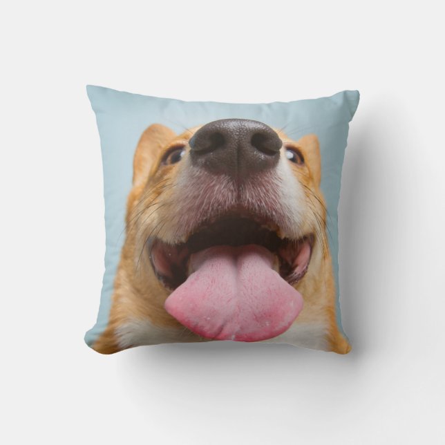 Getty Images | Very Happy Corgi Throw Pillow (Front)