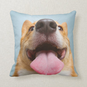 Getty Images   Very Happy Corgi Throw Pillow