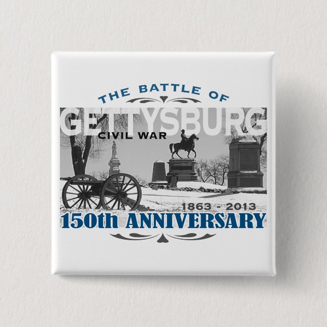 Gettysburg Battle 150 Anniversary 2 Inch Square Button (Front)