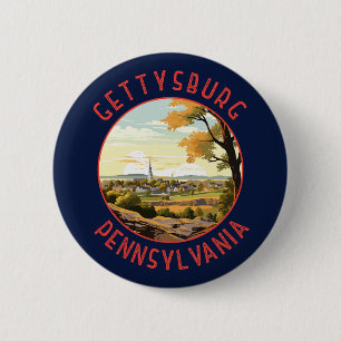 Gettysburg Pennsylvania Retro Distressed Circle 2 Inch Round Button