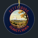 Gettysburg Pennsylvania Retro Distressed Circle Ceramic Ornament<br><div class="desc">Gettysburg retro vector travel design in an emblem style. It’s known for Gettysburg National Battlefield,  site of a turning point in the Civil War,  now part of Gettysburg National Military Park.</div>