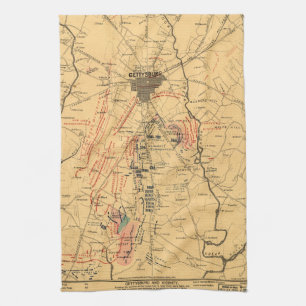Gettysburg & Vicinity Troop Positions July 3 1863 Kitchen Towel