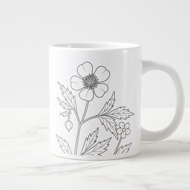 Geum canadense - White Avens - Native Plants Large Coffee Mug (Right)
