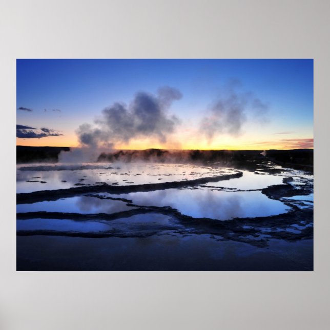Geyser Smoke at Sunset Poster (Front)
