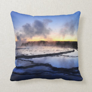 Geyser Smoke at Sunset Throw Pillow