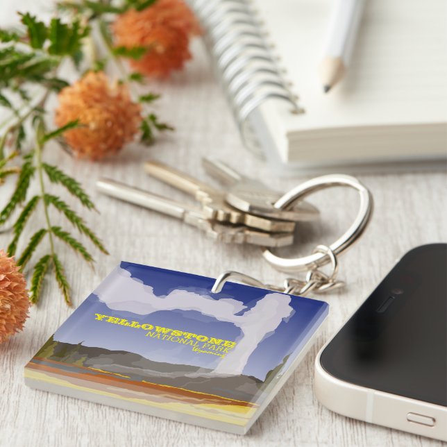 Geyser Yellowstone National Park Acrylic Keychain (Front Right)