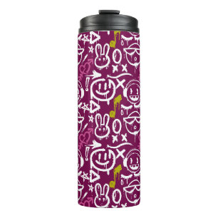 GFT02-Graffiti Mainly White.DPink BG Thermal Tumbler