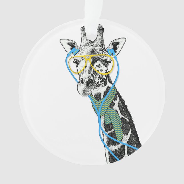 Ggirafe cool et tendance avec lunettes, écouteurs (devant)