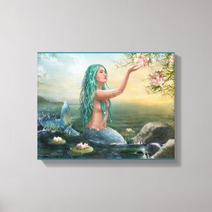 ggreen haired mermaid canvas print