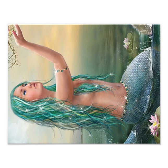 ggreen haired mermaid photo print (Front)