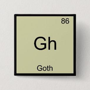 Gh - Goth Funny Chemistry Element Symbol T-Shirt 2 Inch Square Button