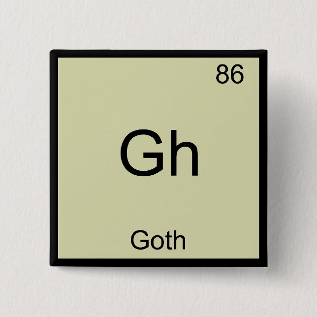 Gh - Goth Funny Chemistry Element Symbol T-Shirt 2 Inch Square Button (Front)