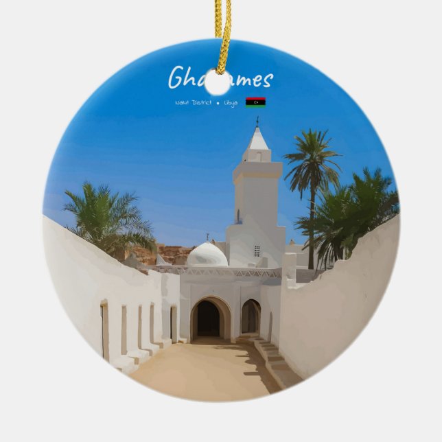 Ghadames, Libya - White Mosque Ceramic Ornament (Front)