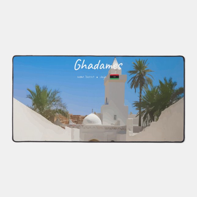 Ghadames, Libya - White Mosque Desk Mat (Front)