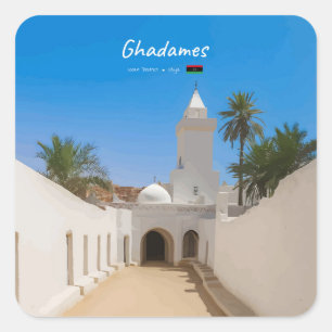 Ghadames, Libya - White Mosque Square Sticker