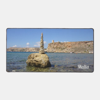 Ghajn Tuffieha Bay & Tower Stone Cairn Desk Mat