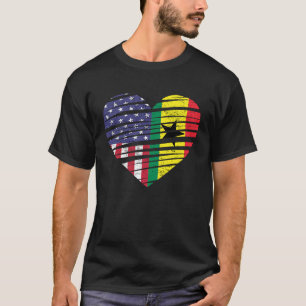 Ghana American Grown Heart USA Patriot Heritage Mo T-Shirt