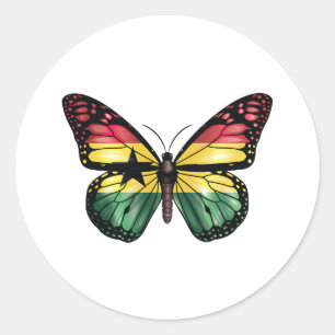 Ghana butterfly monarch flag classic round sticker
